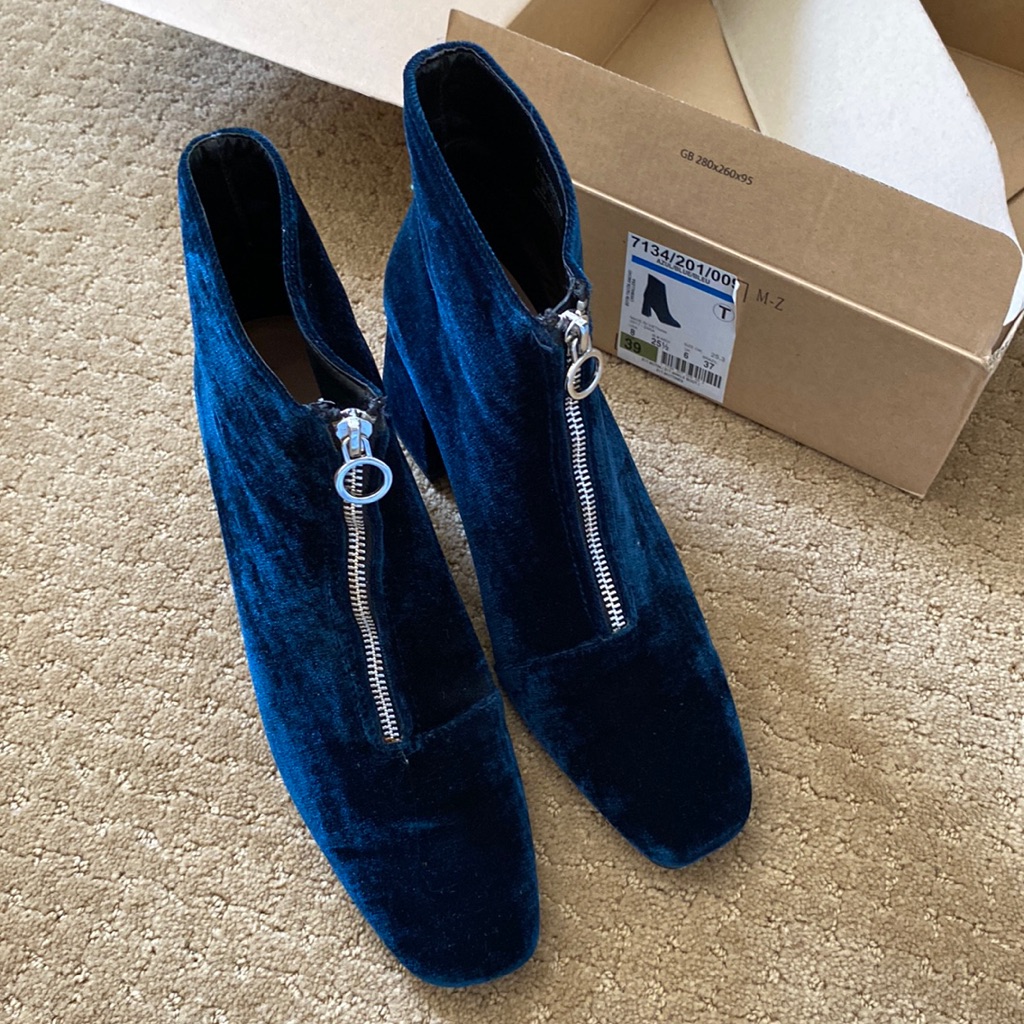 Zara Azul Blue Ankle Boots